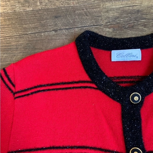 VINTAGE Cellini Holiday Knit Cardigan size 44 M/L - Picture 4 of 6